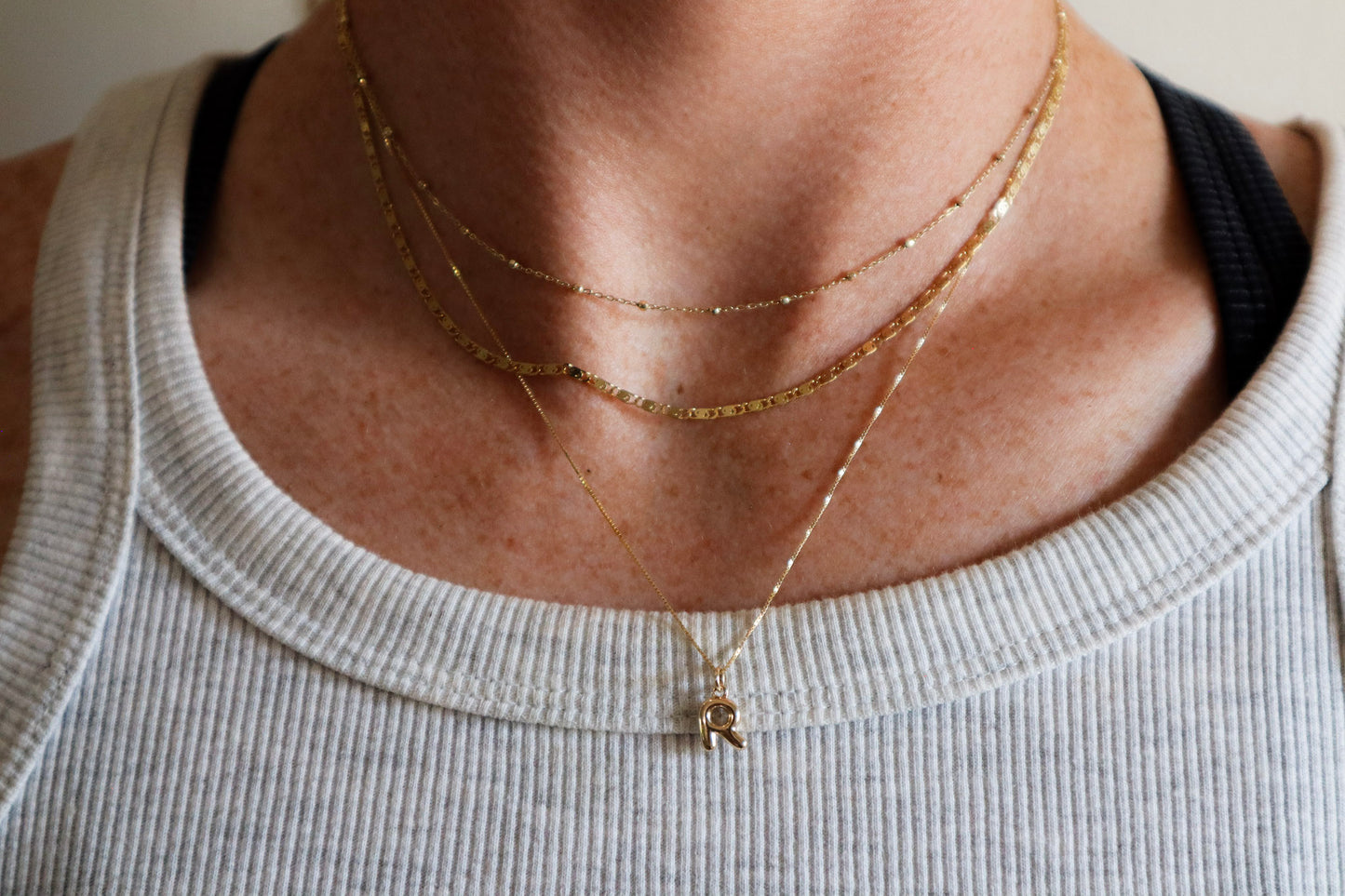 14K Solid Gold Initial Necklace