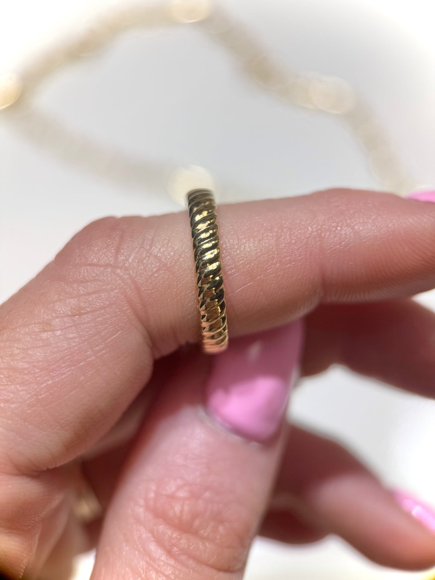 Solid 14K 3.5mm Grooved Cigar Band