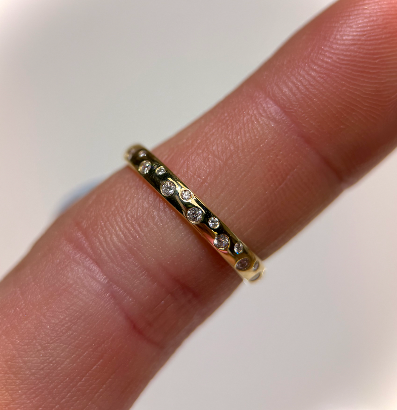 Solid Gold Constellation Style Diamond Wedding Band