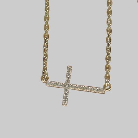 Pitite Sideways Lab Grown Cross Necklace