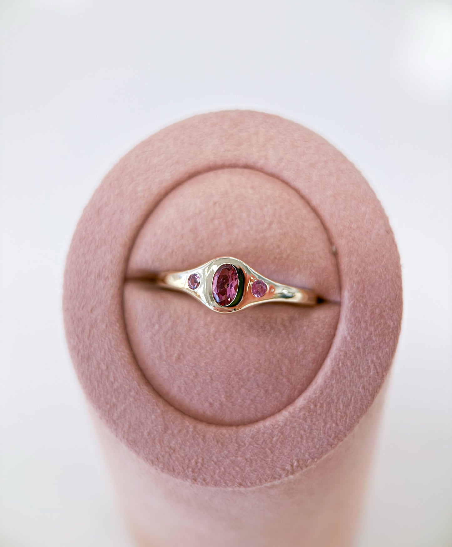 14k Solid Yellow Gold Natural Pink Tourmaline Ring