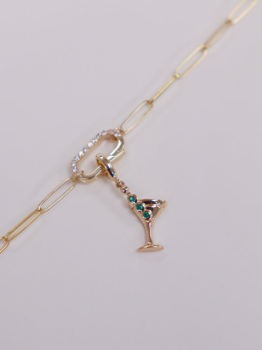 Solid 14K Martini Charm