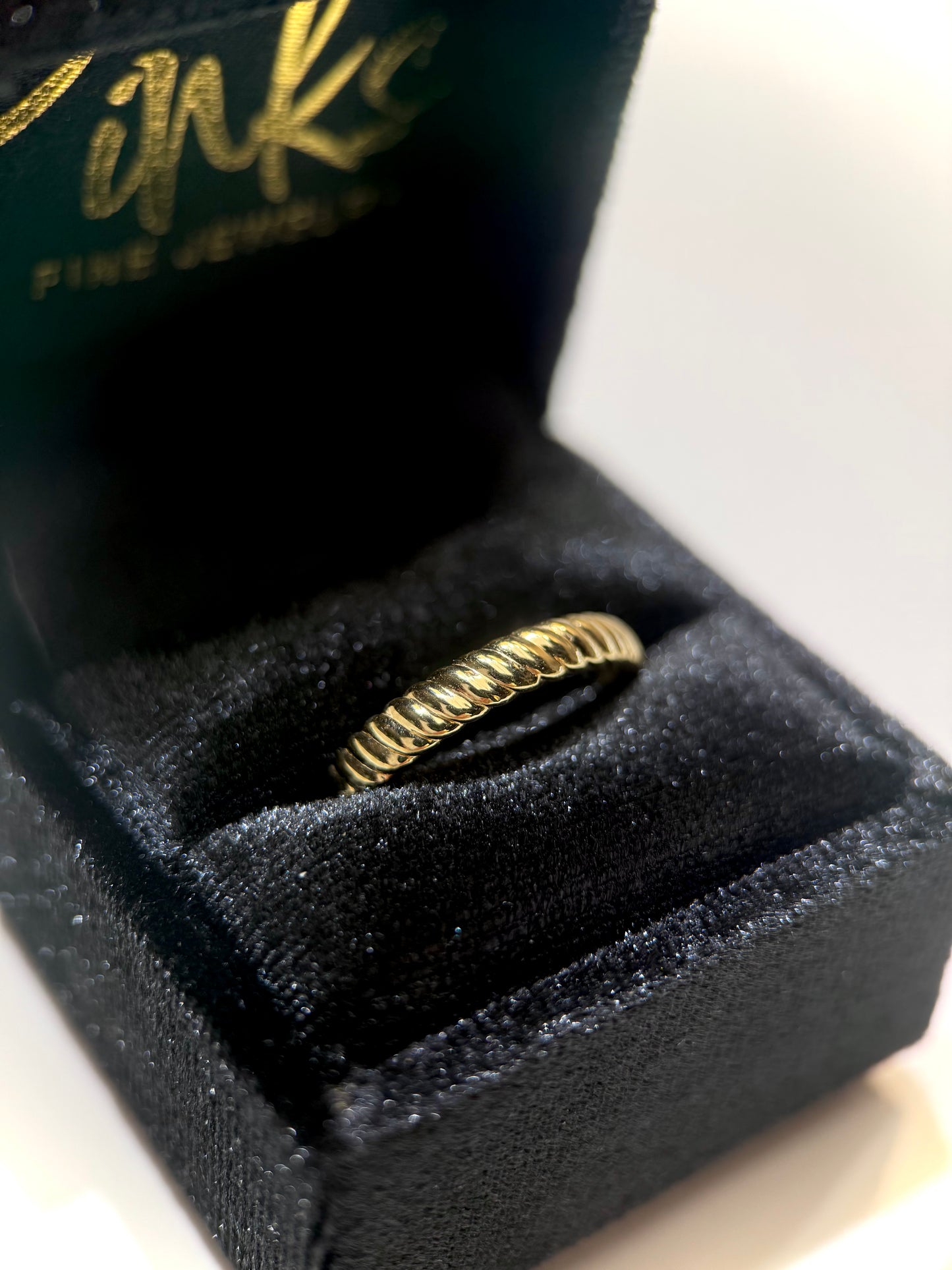 Solid 14K 3.5mm Grooved Cigar Band