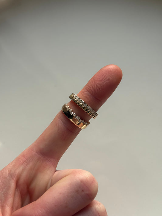 Two Tone Offset Spencer Cigar Diamond Band