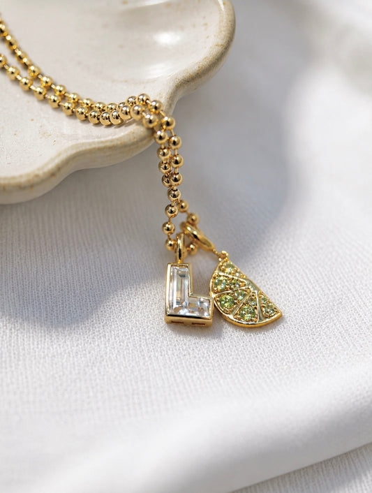 14K Yellow Gold Vermeil Natural Peridot Lime Wedge Charm/Pendant