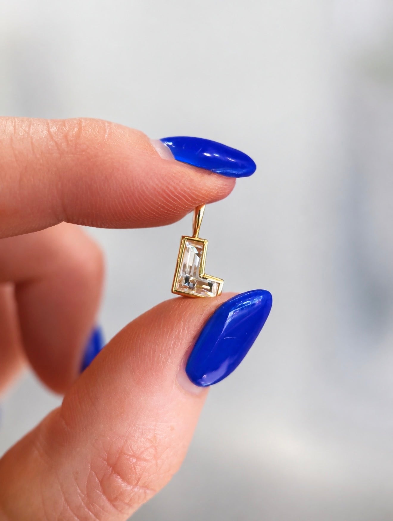 Bezel-set Diamond Initial Pendant