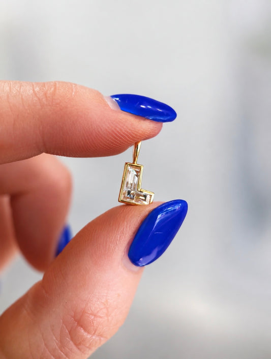 Bezel-set Diamond Initial Pendant