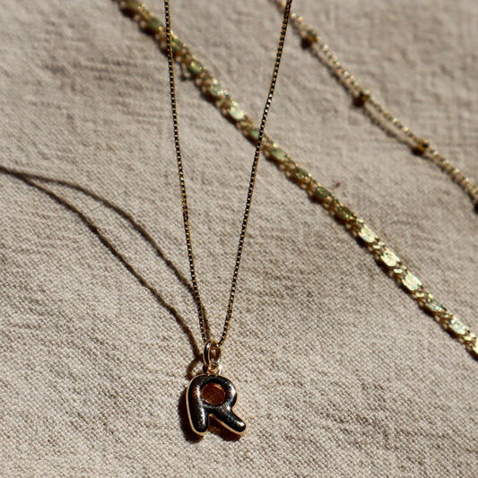 14K Solid Gold Initial Necklace