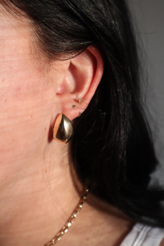 14K Gold Puffed Teardrop Earrings