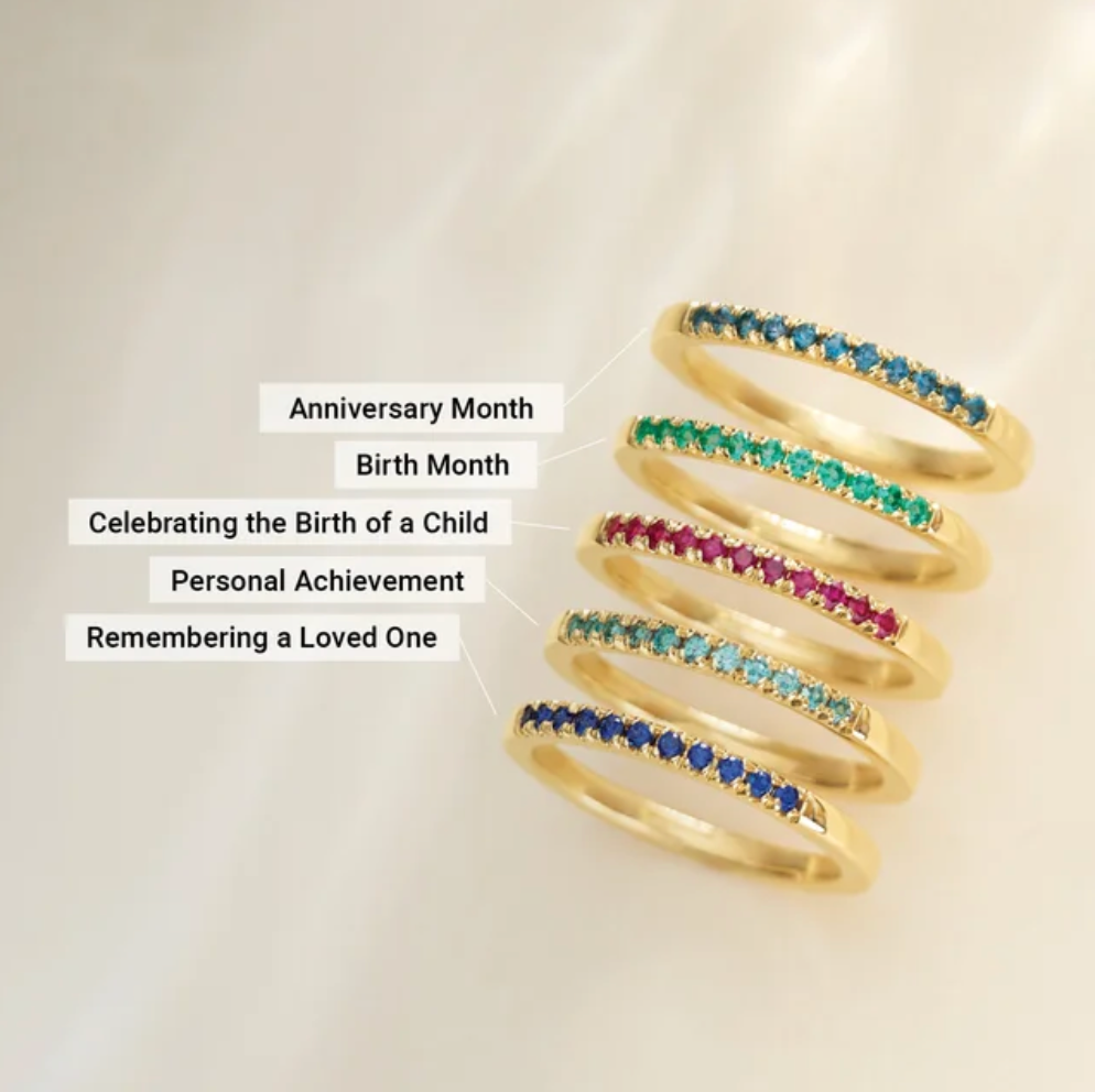 14K Natural Birthstone Stackable Rings