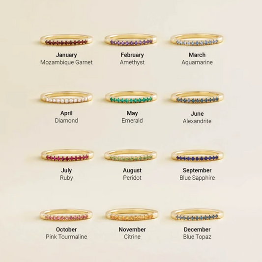 14K Natural Birthstone Stackable Rings
