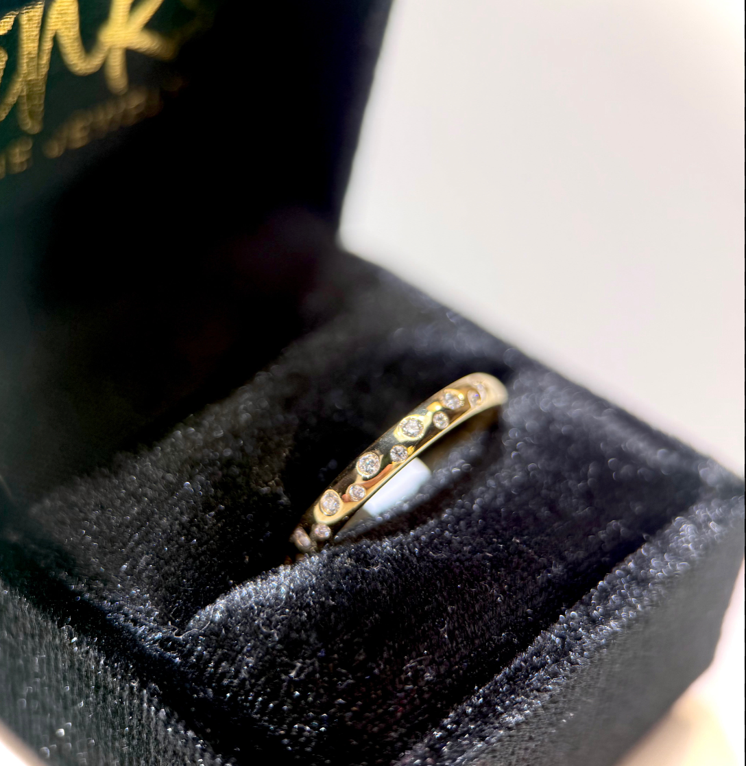 Solid Gold Constellation Style Diamond Wedding Band